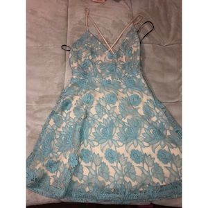 Seafoam/Nude Embroidered Dress